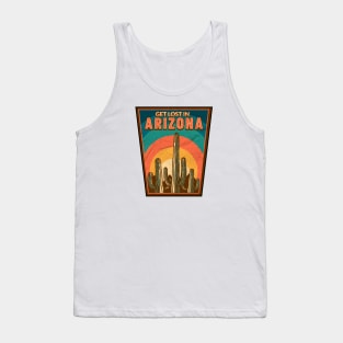 Vintage Get Lost in Arizona // Saguaro Cactus Arizona Retro Sunset Tank Top